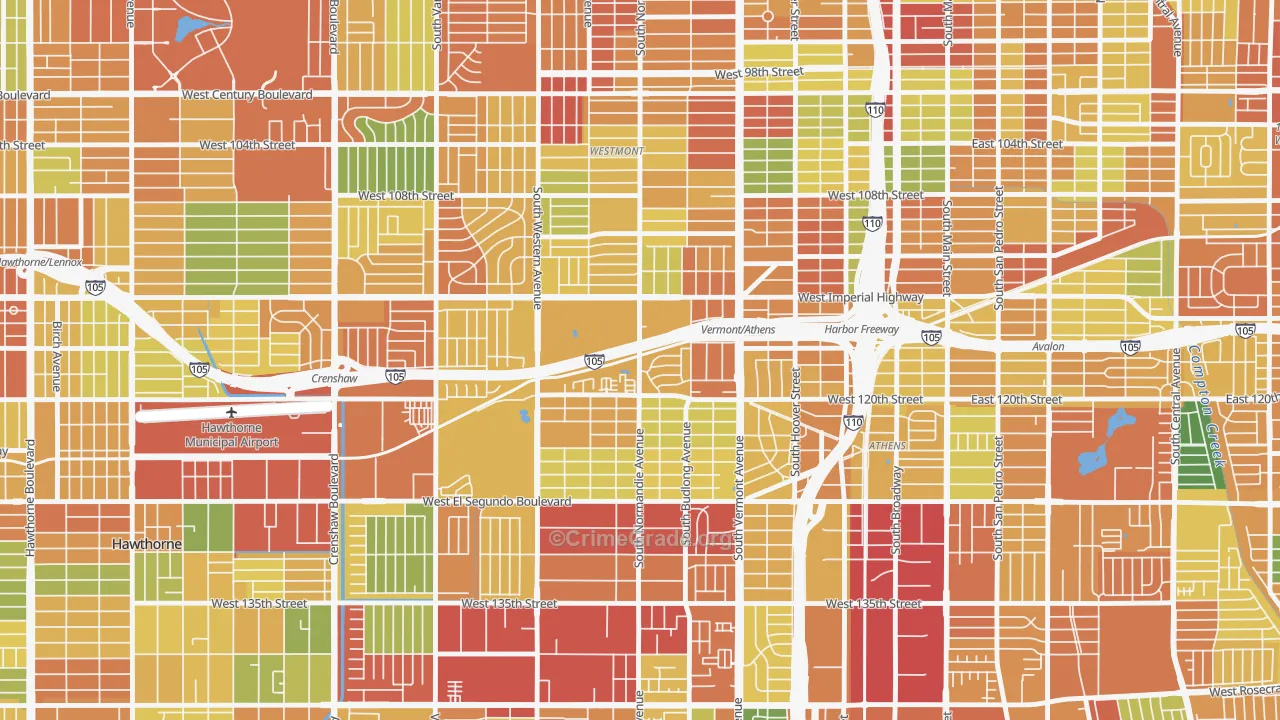 Athens, West Athens, CA Map of Assault Rates