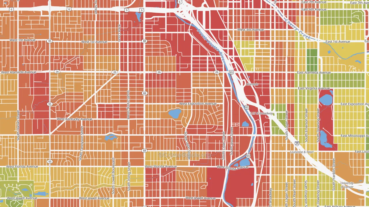 Athmar Park, Denver, CO Map of Assault Rates