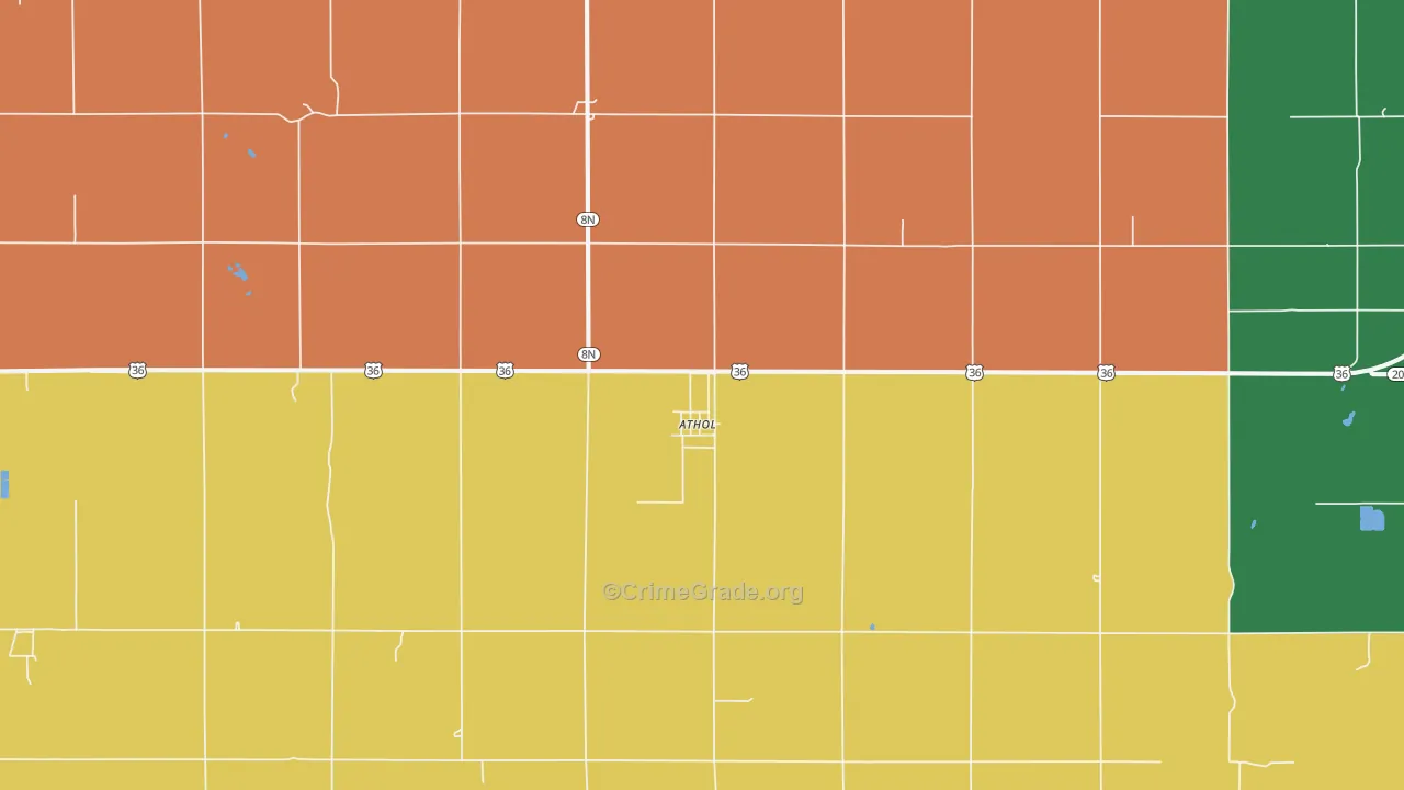 Athol, KS Map of Assault Rates