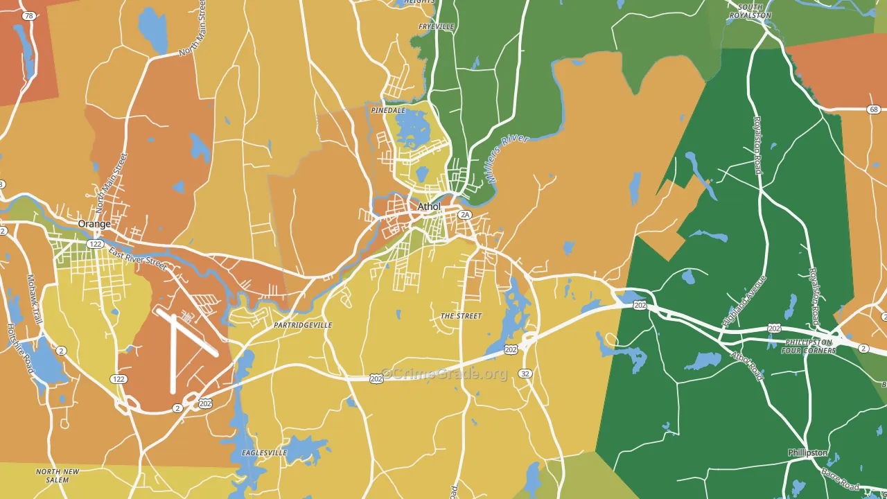 Athol, MA Map of Assault Rates