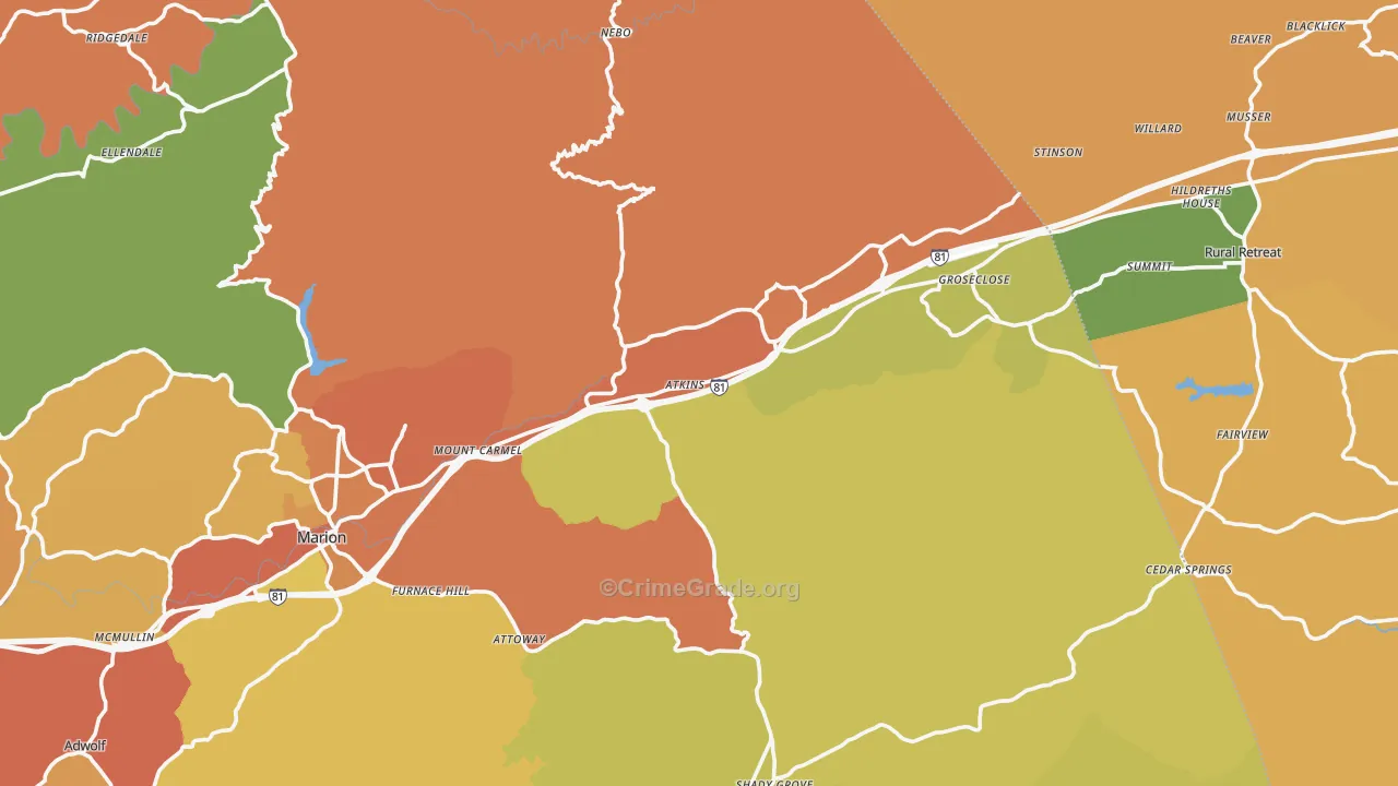 Atkins, VA Map of Assault Rates