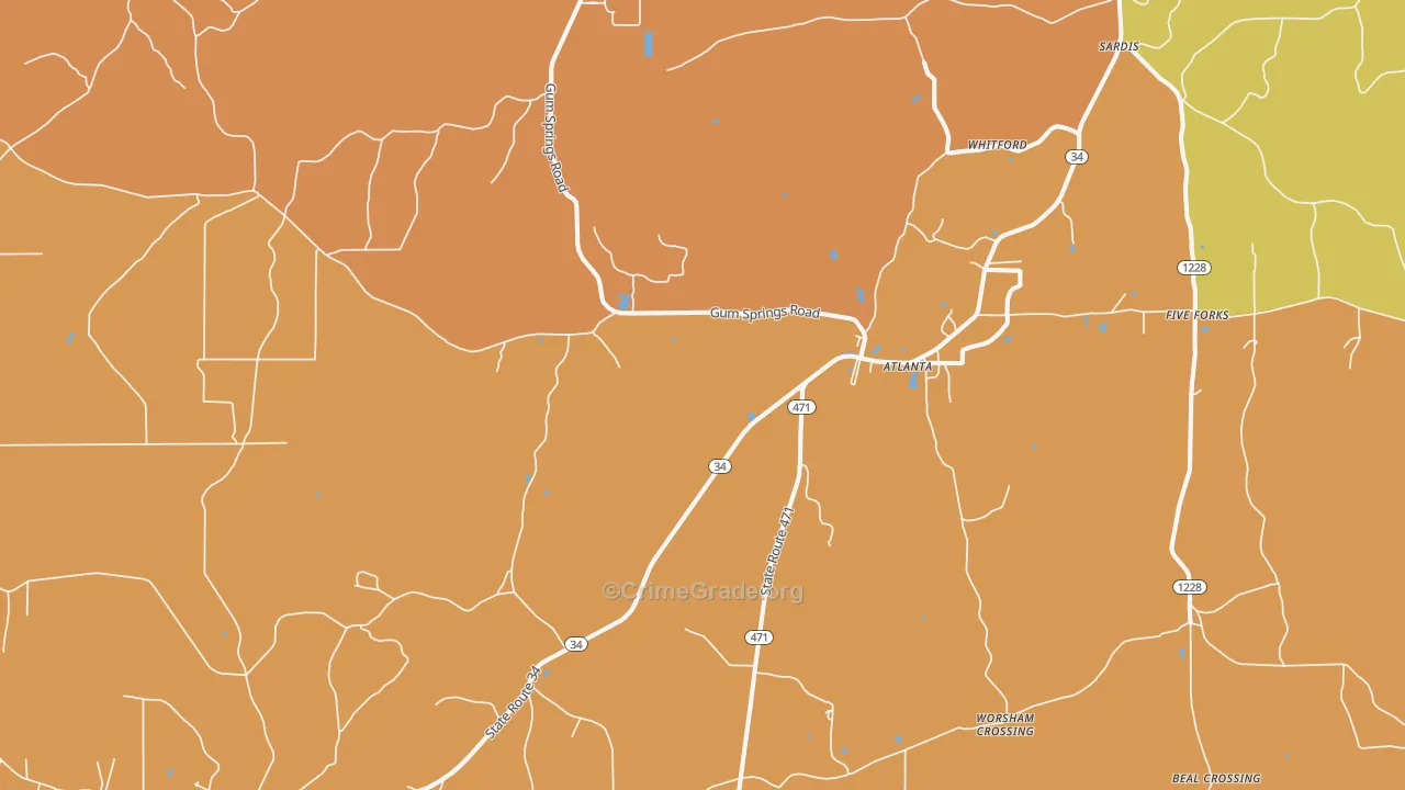 Atlanta, LA Map of Assault Rates