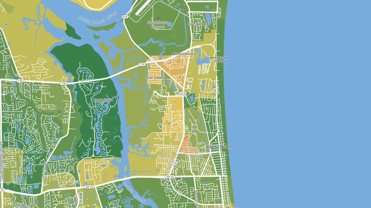 Atlantic Beach, FL Map of Assault Rates