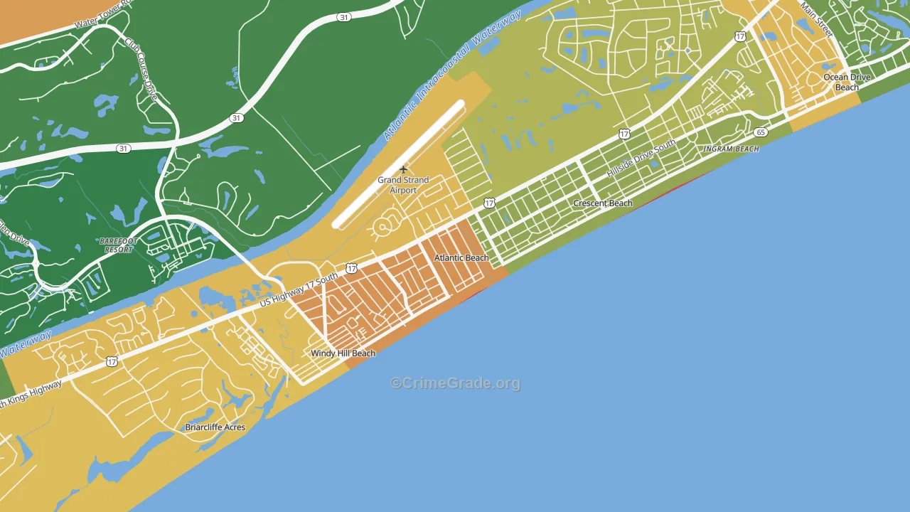 Atlantic Beach, SC Map of Assault Rates