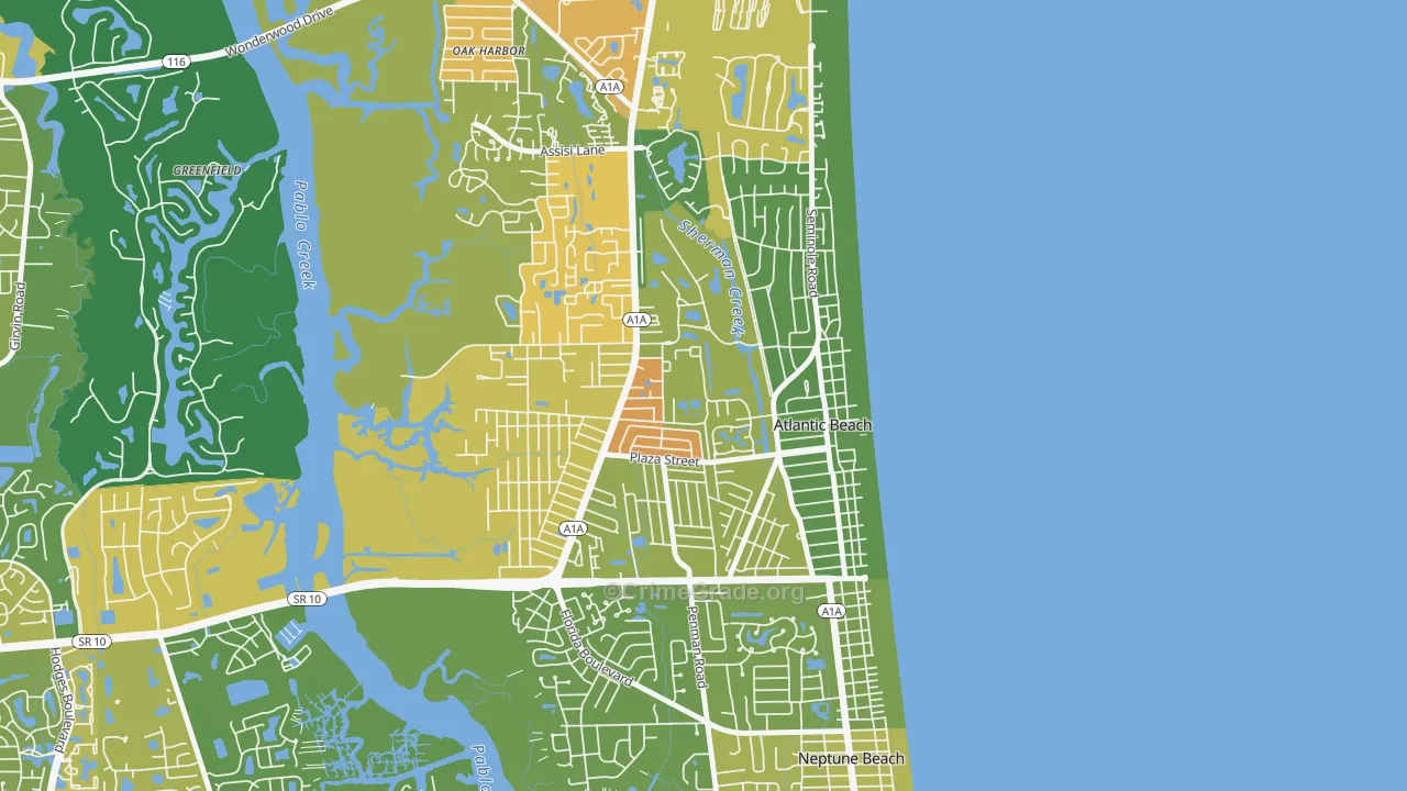 Atlantic Beaches, Atlantic Beach, FL Map of Assault Rates