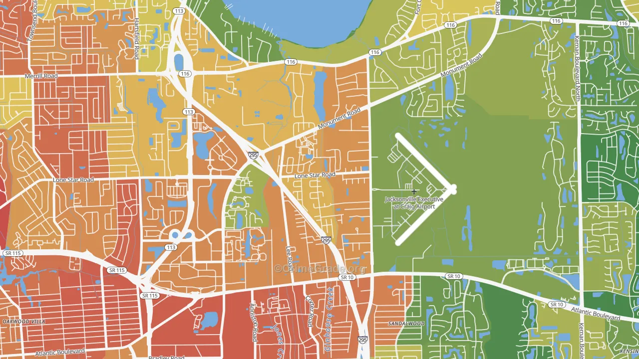 Atlantic Boulevard Estates, Jacksonville, FL Map of Assault Rates