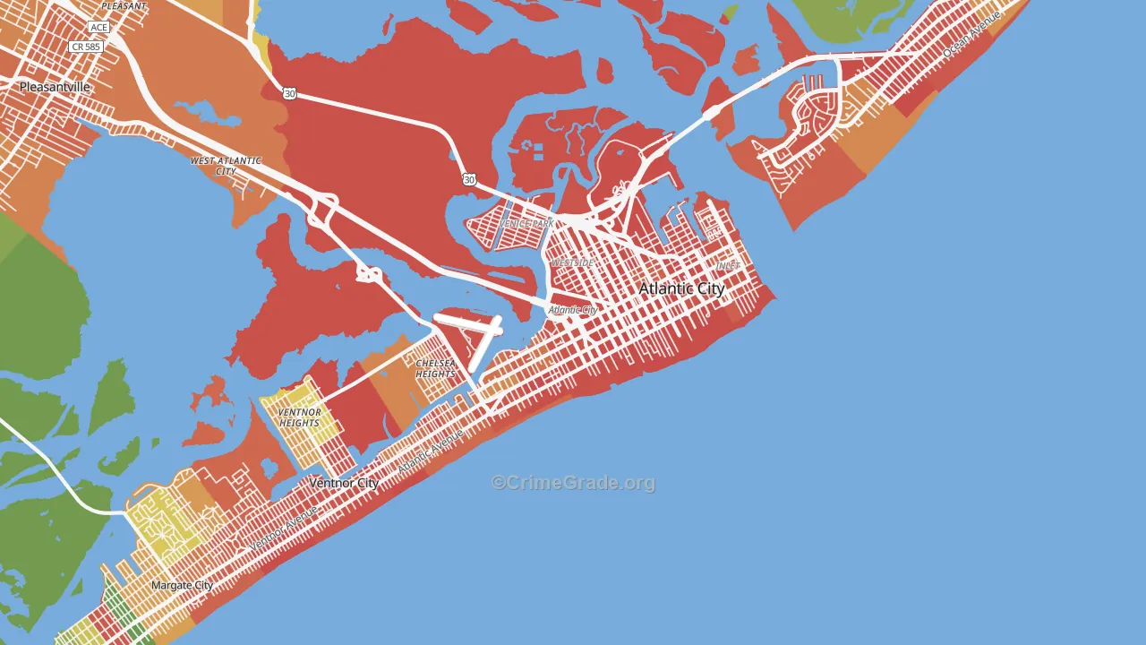 Atlantic City, NJ Map of Assault Rates