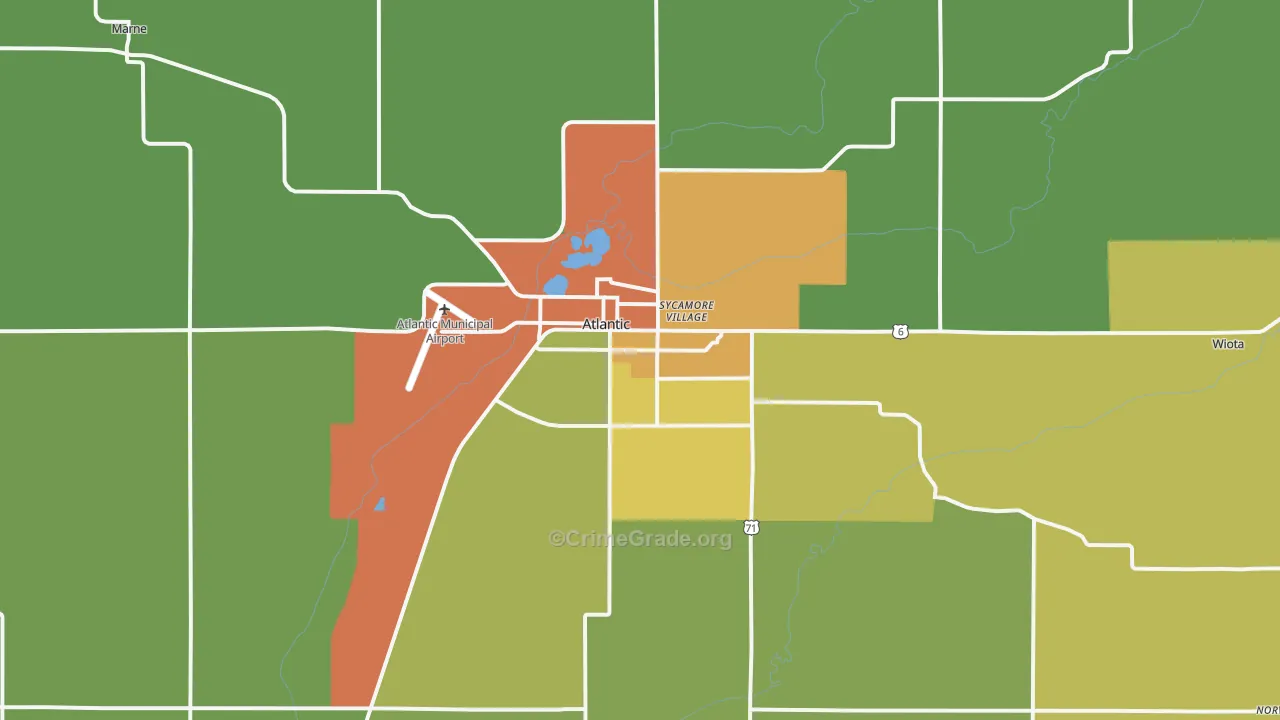 Atlantic, IA Map of Assault Rates