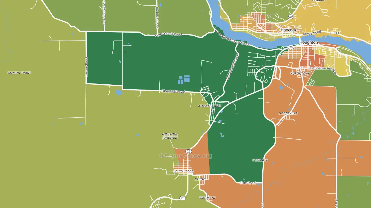 Atlantic Mine, MI Map of Assault Rates