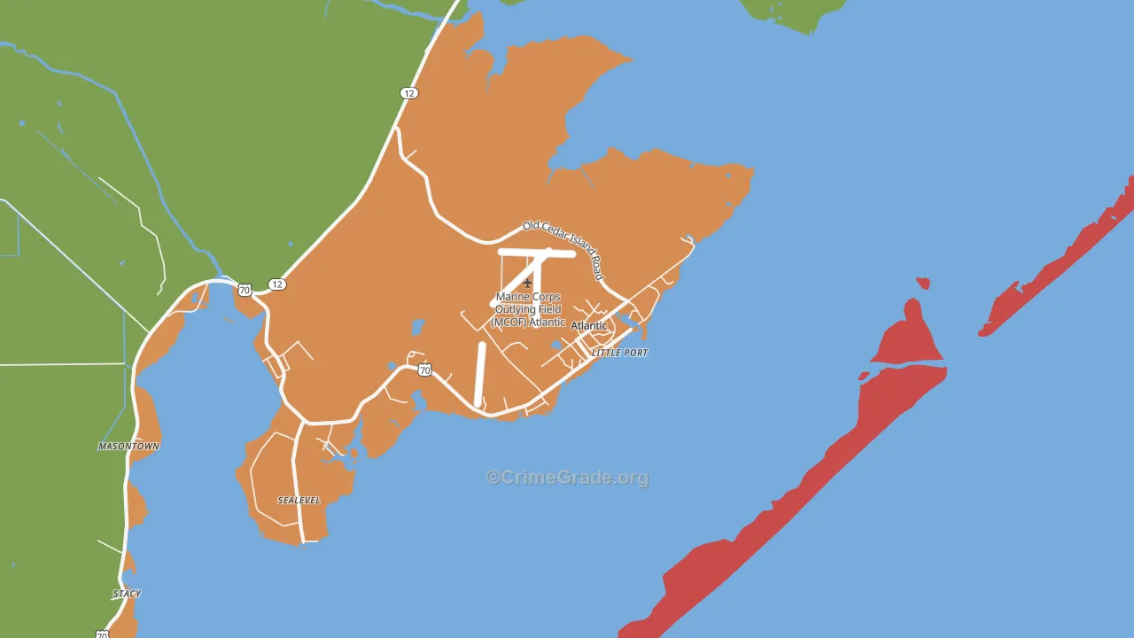Atlantic, NC Map of Assault Rates