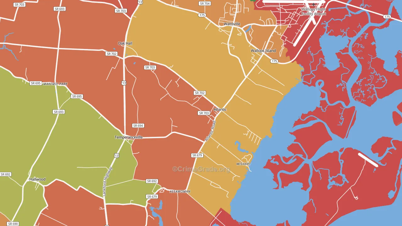 Atlantic, VA Map of Assault Rates