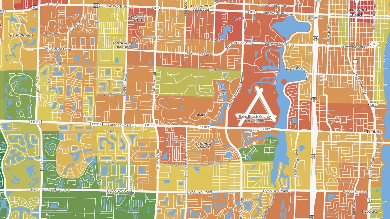 Atlantis, FL Map of Assault Rates