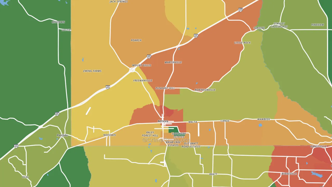 Atmore, AL Map of Assault Rates