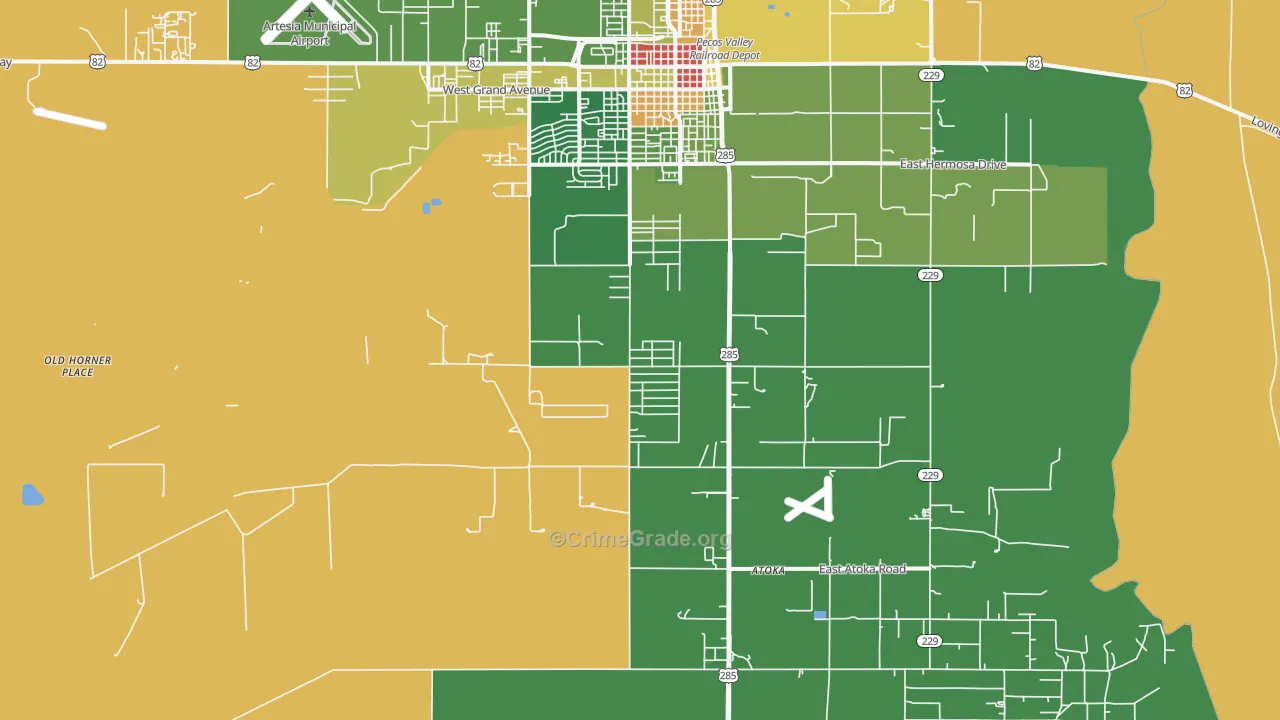 Atoka, NM Map of Assault Rates