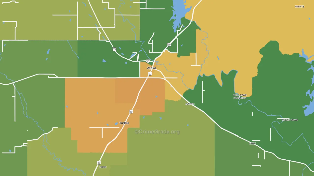 Atoka, OK Map of Assault Rates