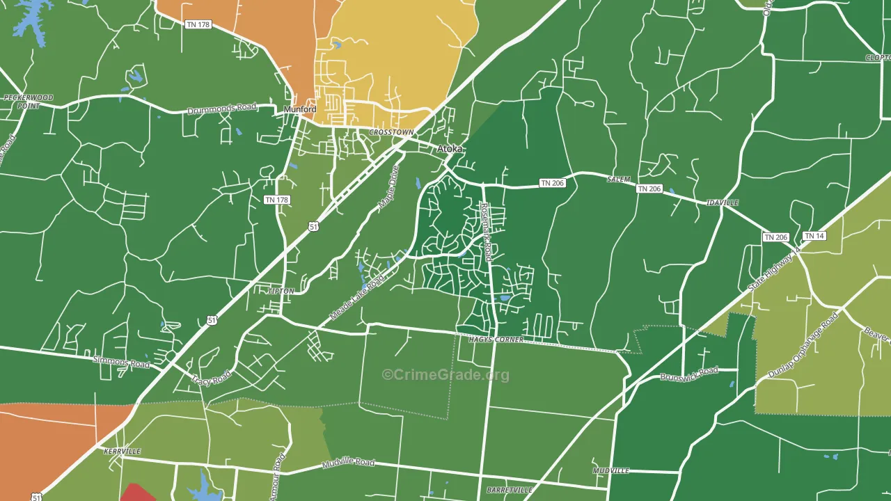 Atoka, TN Map of Assault Rates