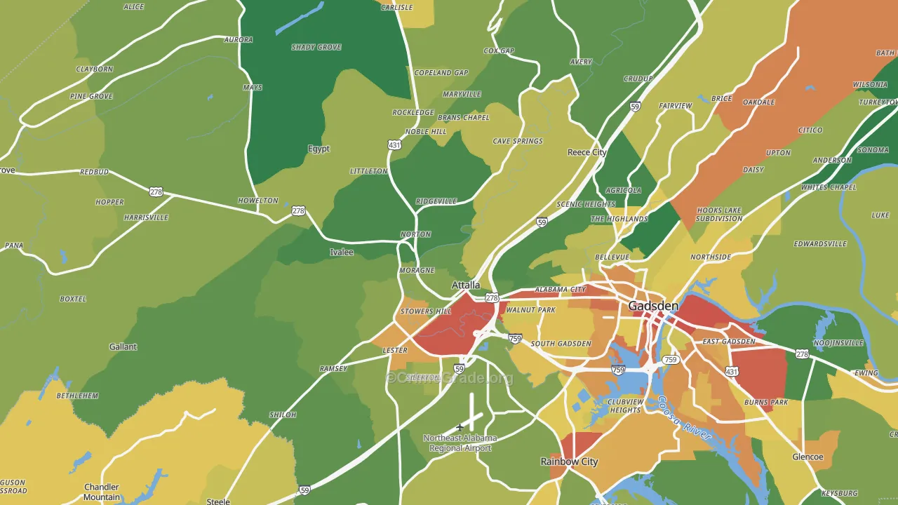 Attalla, AL Map of Assault Rates