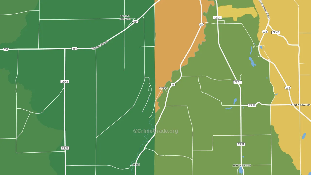 Attica Center, NY Map of Assault Rates
