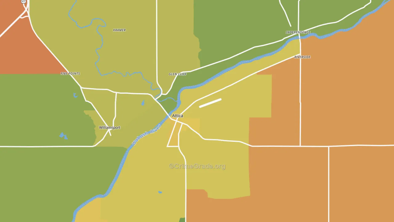 Attica, IN Map of Assault Rates