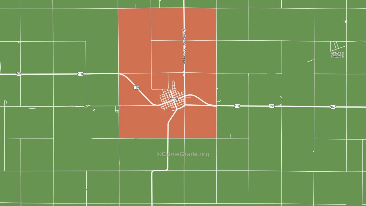 Attica, KS Map of Assault Rates