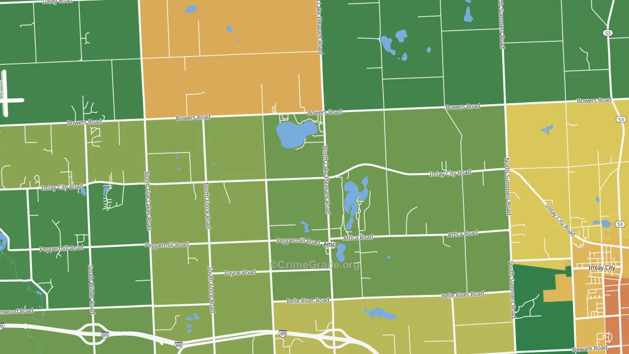 Attica, MI Map of Assault Rates