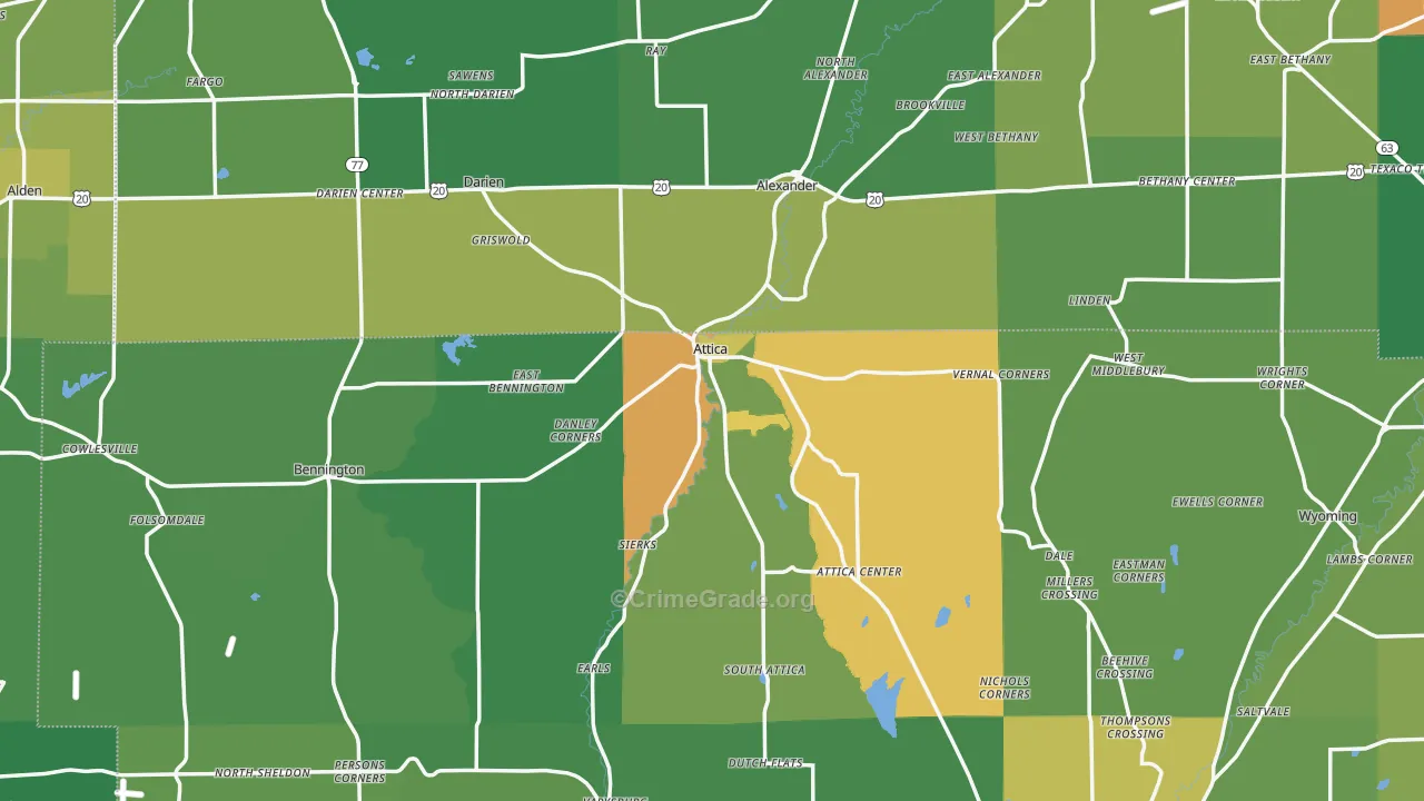Attica, NY Map of Assault Rates