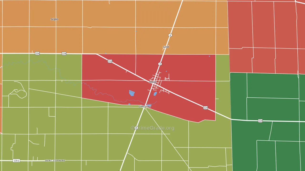 Attica, OH Map of Assault Rates