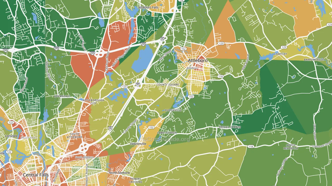 Attleboro, MA Map of Assault Rates