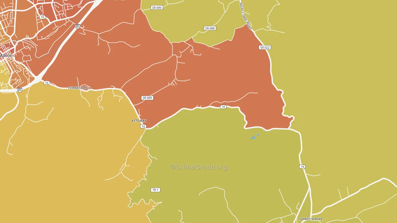 Attoway, VA Map of Assault Rates