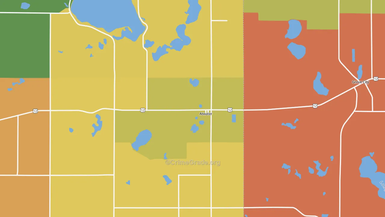 Atwater, MN Map of Assault Rates