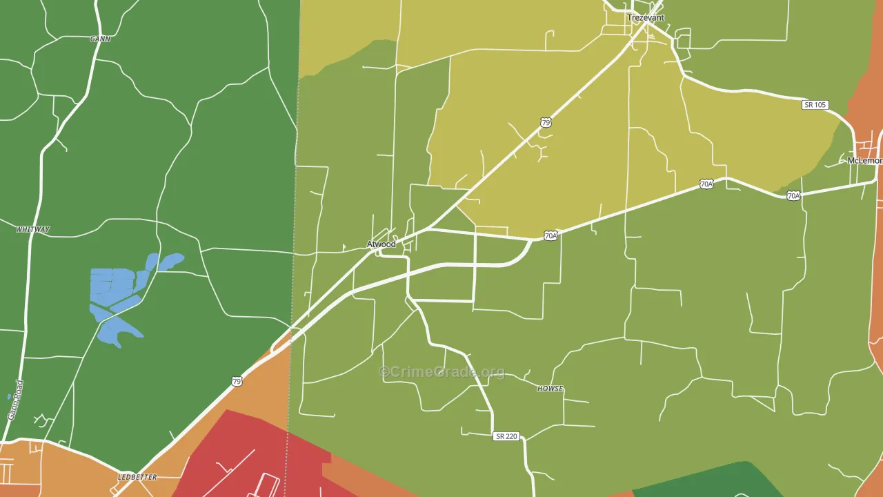 Atwood, TN Map of Assault Rates
