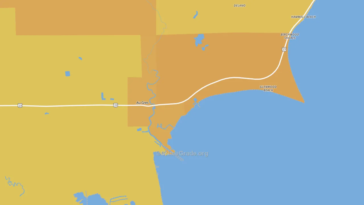 Au Gres, MI Map of Assault Rates