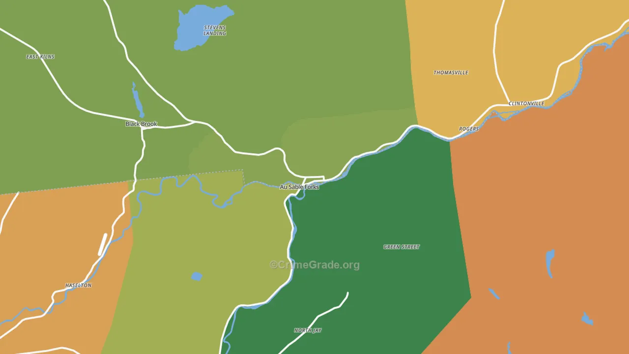 Au Sable Forks, NY Map of Assault Rates