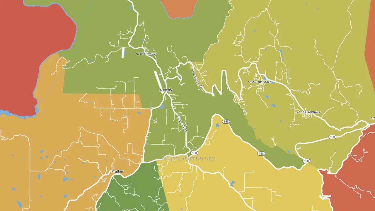 Auberry, CA Map of Assault Rates