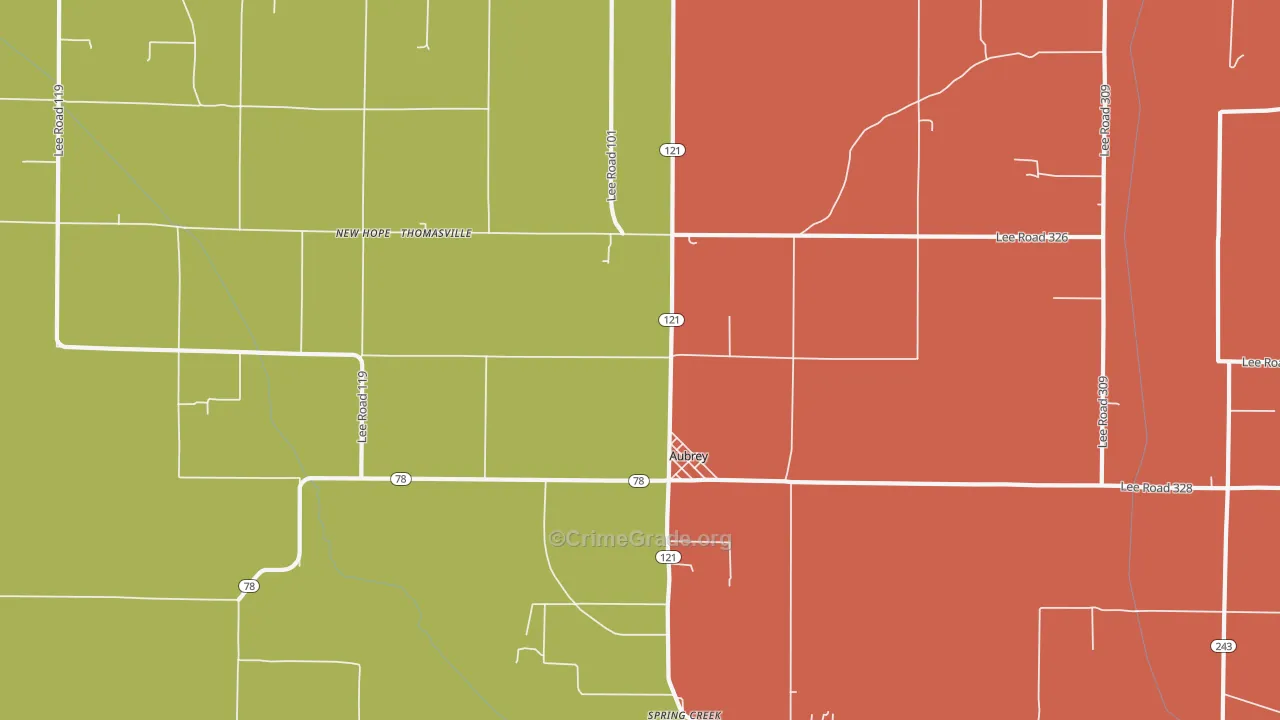 Aubrey, AR Map of Assault Rates