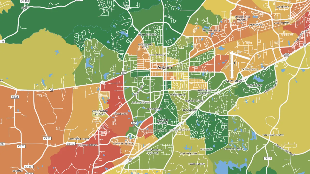 Auburn, AL Map of Assault Rates