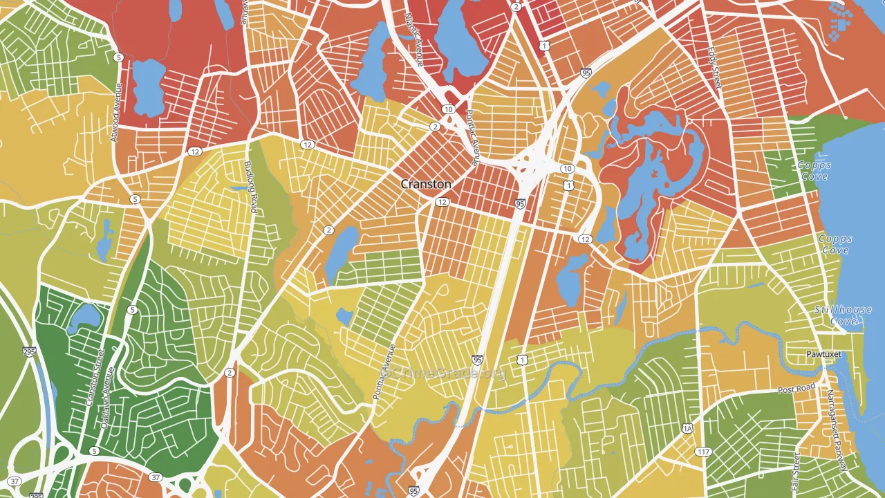 Auburn, Cranston, RI Map of Assault Rates