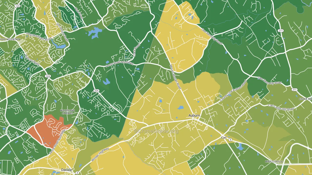 Auburn, GA Map of Assault Rates