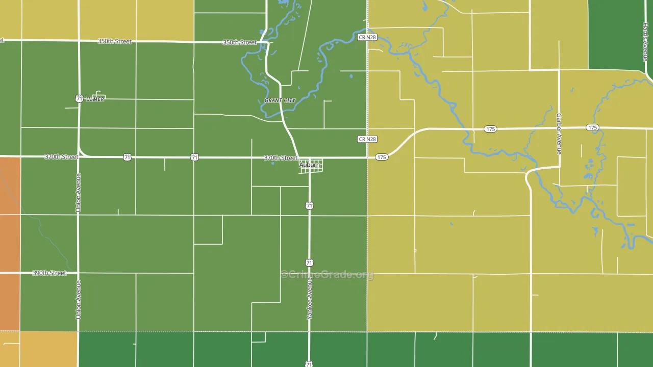 Auburn, IA Map of Assault Rates