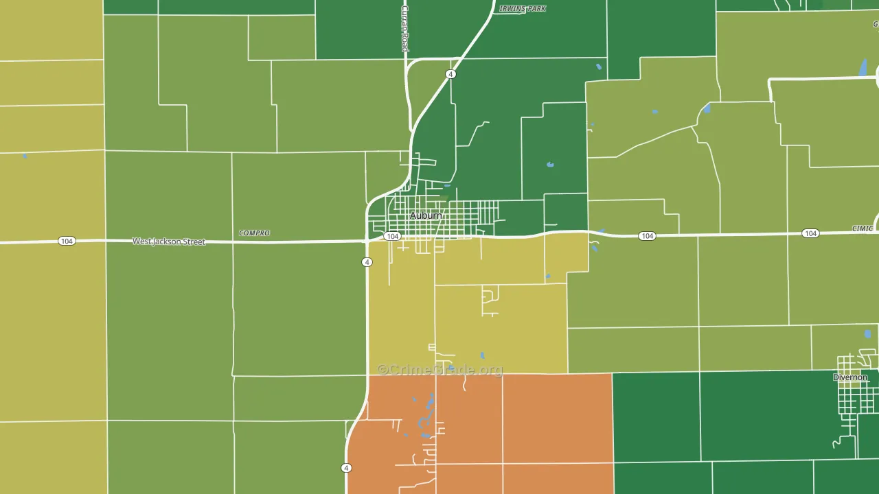 Auburn, IL Map of Assault Rates