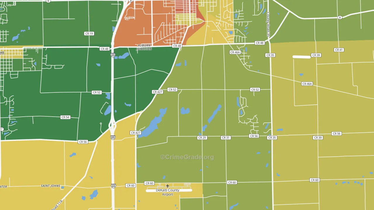 Auburn Junction, IN Map of Assault Rates
