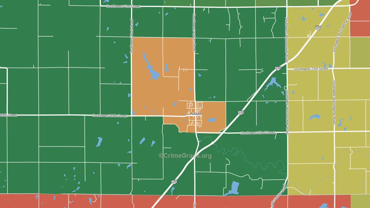 Auburn, KS Map of Assault Rates
