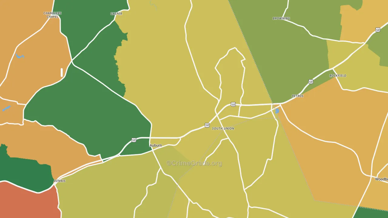 Auburn, KY Map of Assault Rates