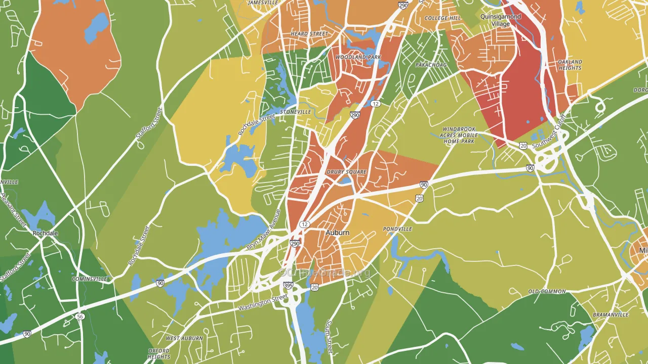 Auburn, MA Map of Assault Rates