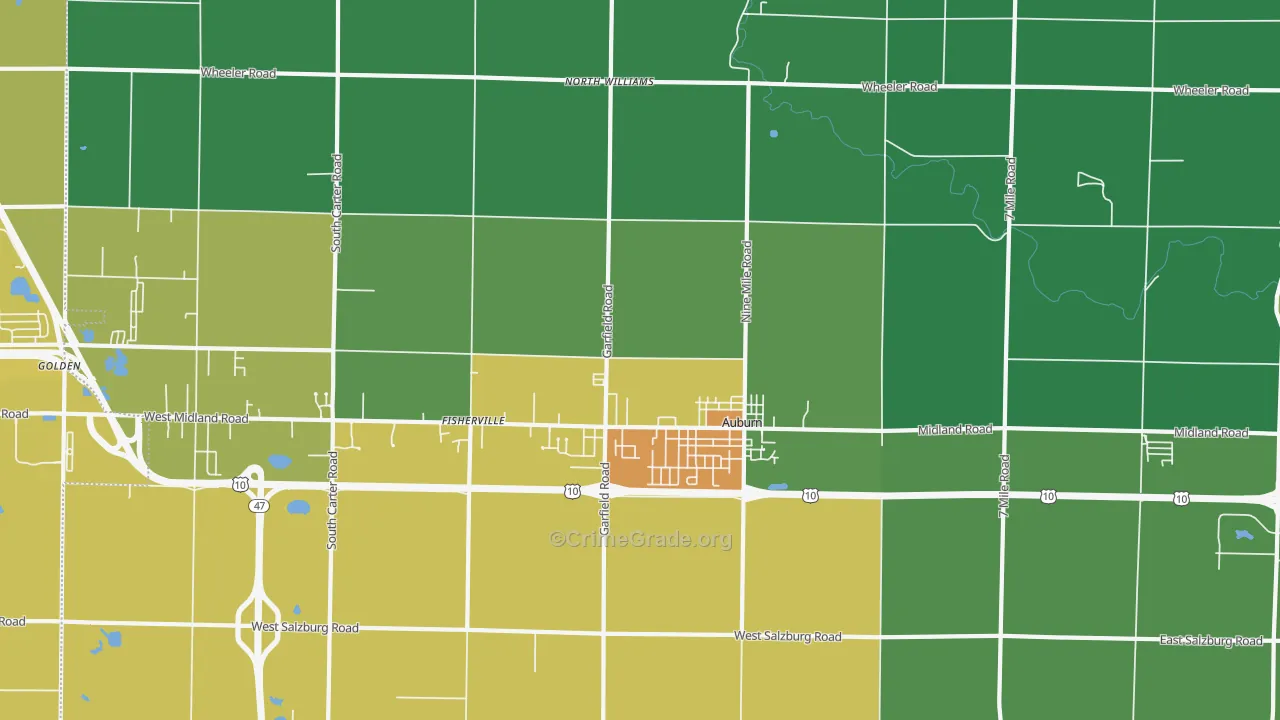 Auburn, MI Map of Assault Rates