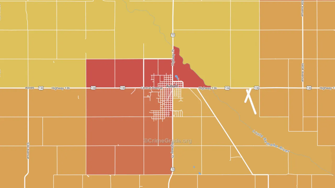 Auburn, NE Map of Assault Rates