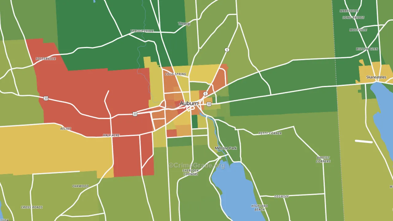 Auburn, NY Map of Assault Rates