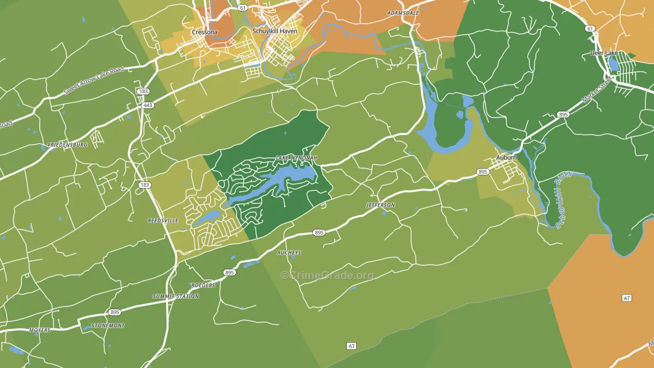 Auburn, PA Map of Assault Rates