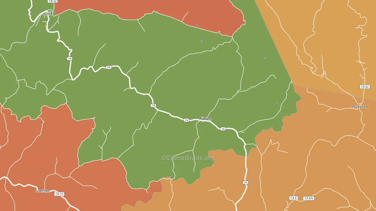 Auburn, WV Map of Assault Rates