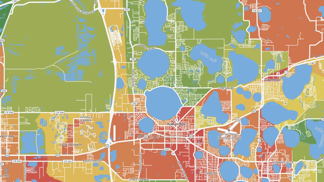 Auburndale, FL Map of Assault Rates
